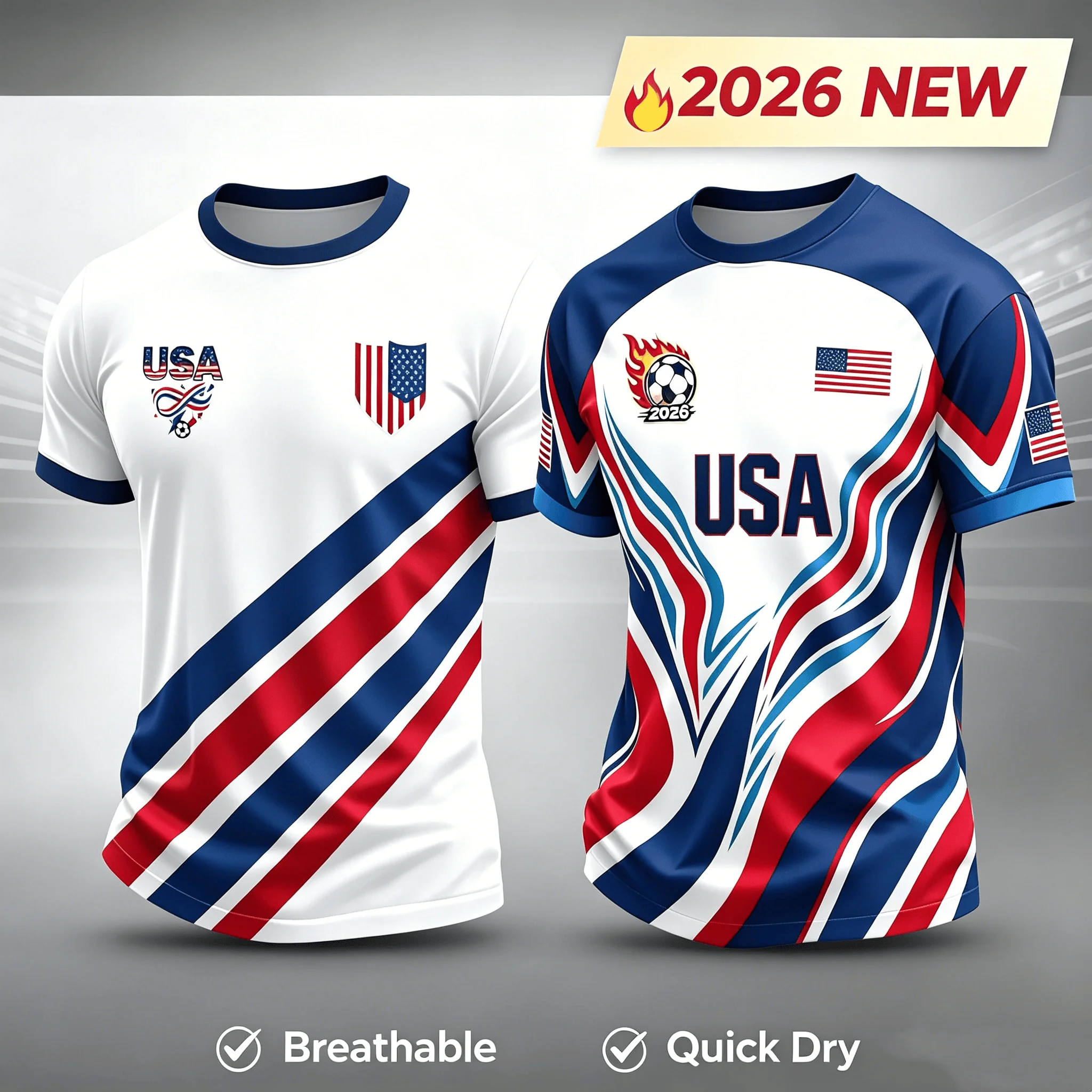 2026 America Soccer Jersey for Men Women USA Flag Special Youth Football Jersey Summer Breathable Competition Training T-shirt