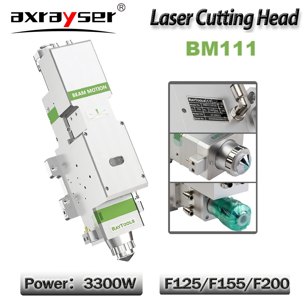 Raytools BM111 0-3300w Fiber Laser Cutting Head F125 F155 F200 Auto Focusing for Metal Cutting