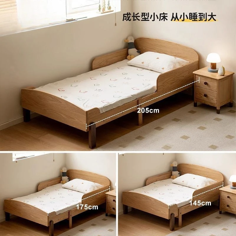 

Solid wood children's bed retractable with guardrail single bed small apartment splicing