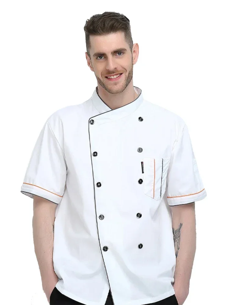 ケーキショップシェフ衣装フレンチレストランホテルシェフ制服キッチン食堂シェフ作業半袖ジャケットエプロン2点セット