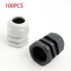 100pcs BLack Color Water-proof Nylon Plastic Cable Gland Connector for 3-21mm Cable Wire M12x1.5 M16/18/20/25/32/36/40x1.5