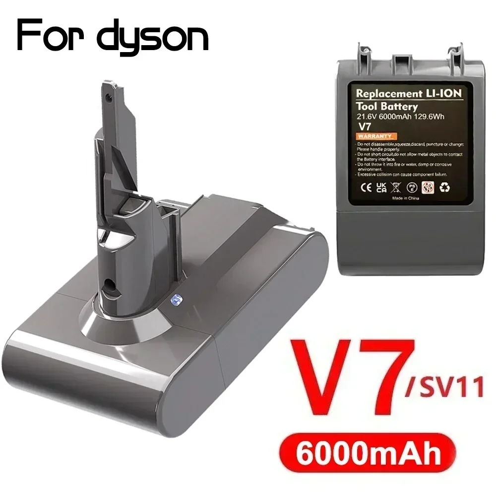 ต้นฉบับ 21.6V 6000mAh แบตเตอรี่ Li-lon สําหรับ Dyson V7 FLUFFY V7 สัตว์ V7 Pro 225403 229687   เครื่องดูดฝุ่นแบบชาร์จแบตเตอรี่เครื่องมือ