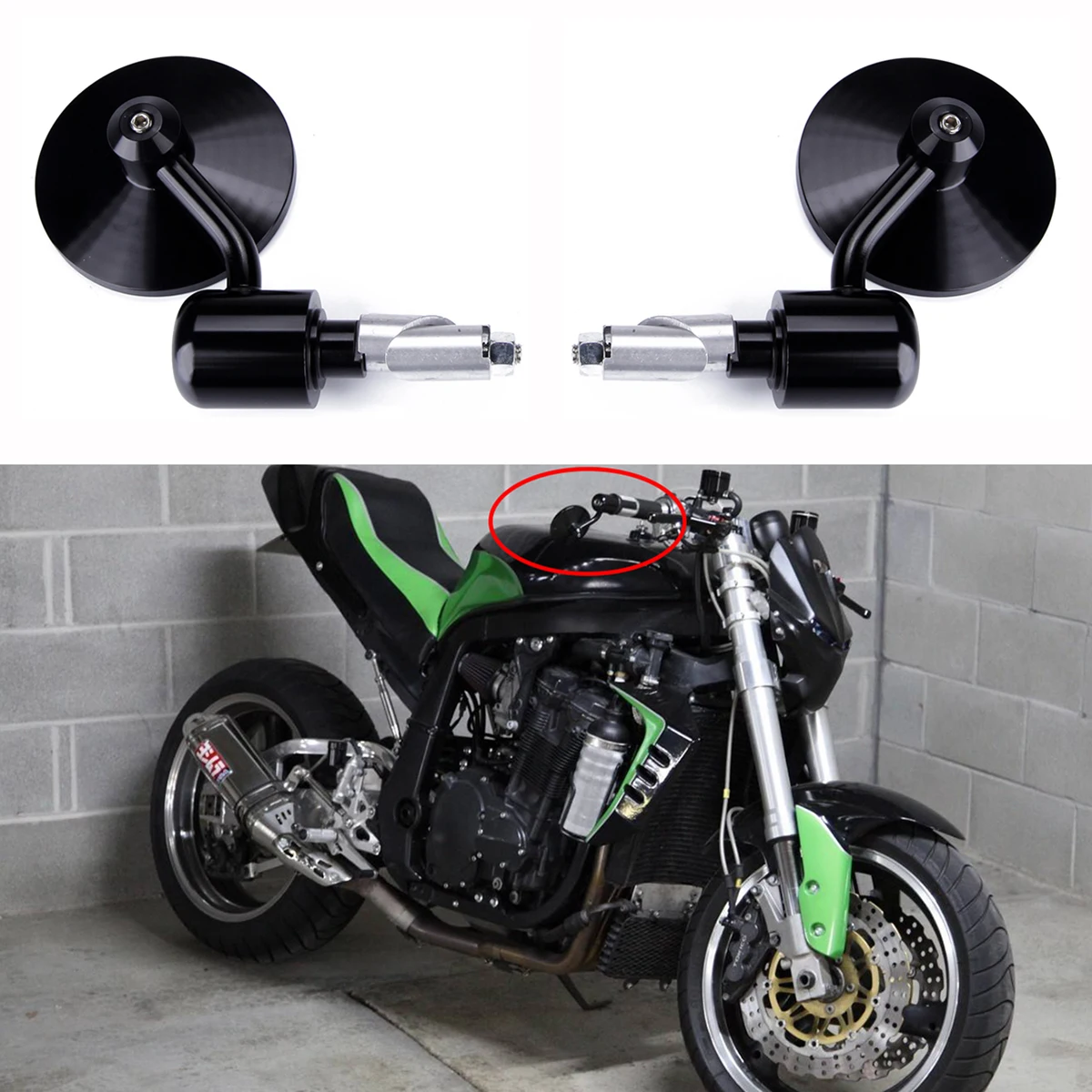 Motorcycle CNC Round Rearview Mirrors Set 7/8