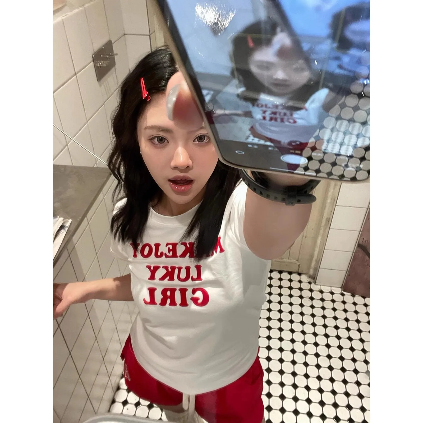 

American Sle ort Sve T-irt Lettering oulder Casual Cotton Summer Slim Fit Women's Top Faionable Streetwear