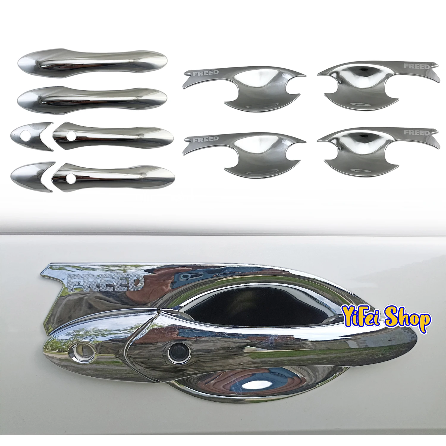 For Honda GB3 GB4 Freed 2008 2010 2012 2013 2016 New Car ABS Chrome Accessories Plated Door Handle Bowl Cover Trim Paste Style