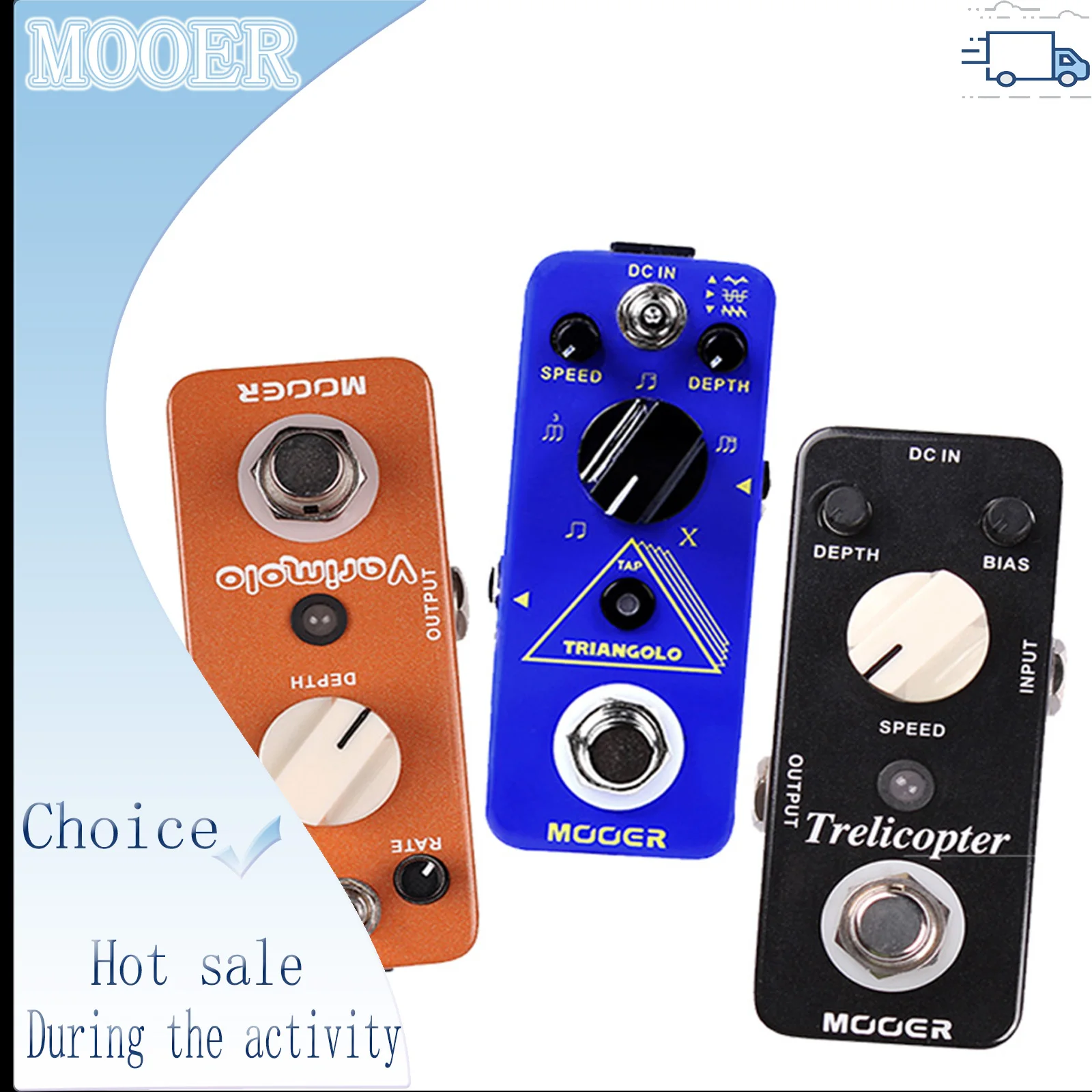 

MOOER Guitar Effect Pedal Solo Distortion/Varimolo/Trelicopter Classic/Mini Optical Tremolo High-Gain 3 Modes Effect Model