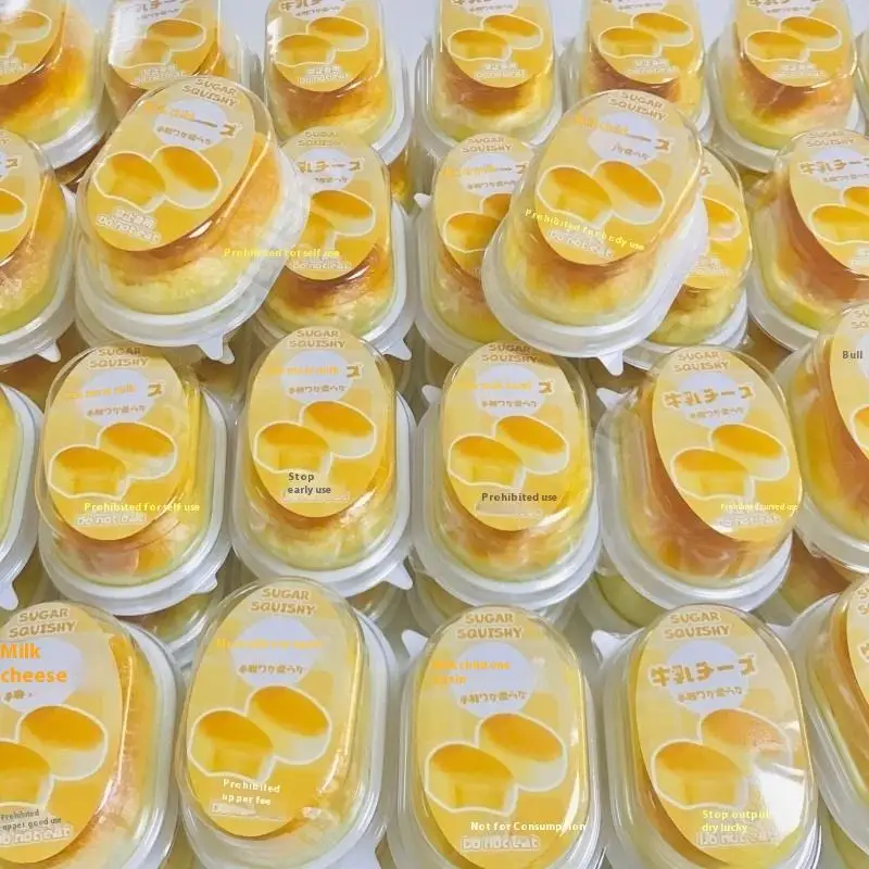 1 pçs aliviar espremer descompressão lento rebote brinquedo pegajoso bonito meio cozido queijo alívio de pressão macio dedo brinquedos