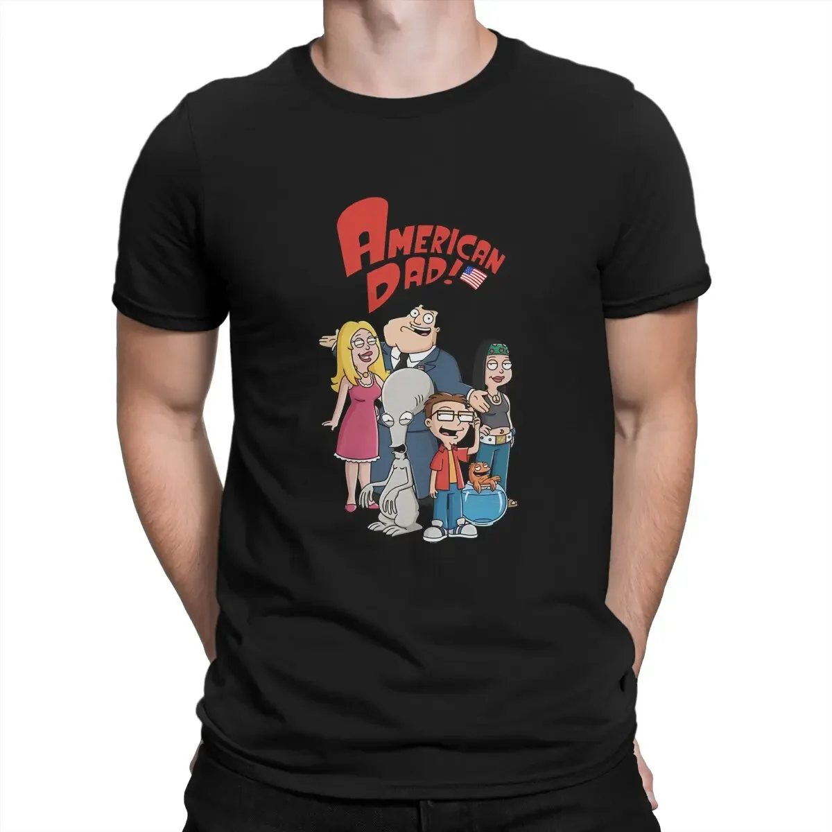 

New fashion heavyweight vintage Summer Together Hip Hop TShirt A-American Dad Cartoon Leisure T Shirt Newest T-shirt For Men