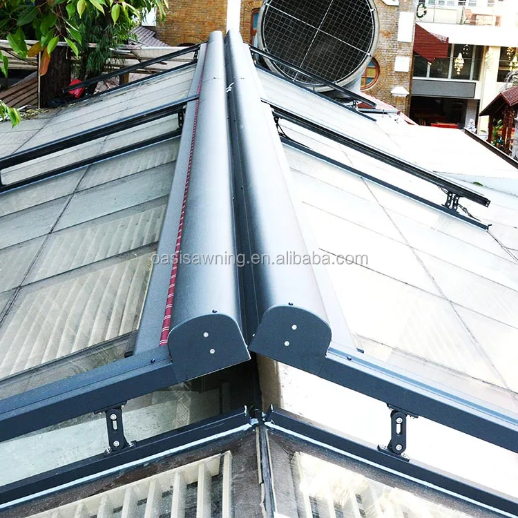 Anti Uv Protection Retractable Roof Canopy Awning Systems Remote Control Retractable Pergola Metal Roof Awning