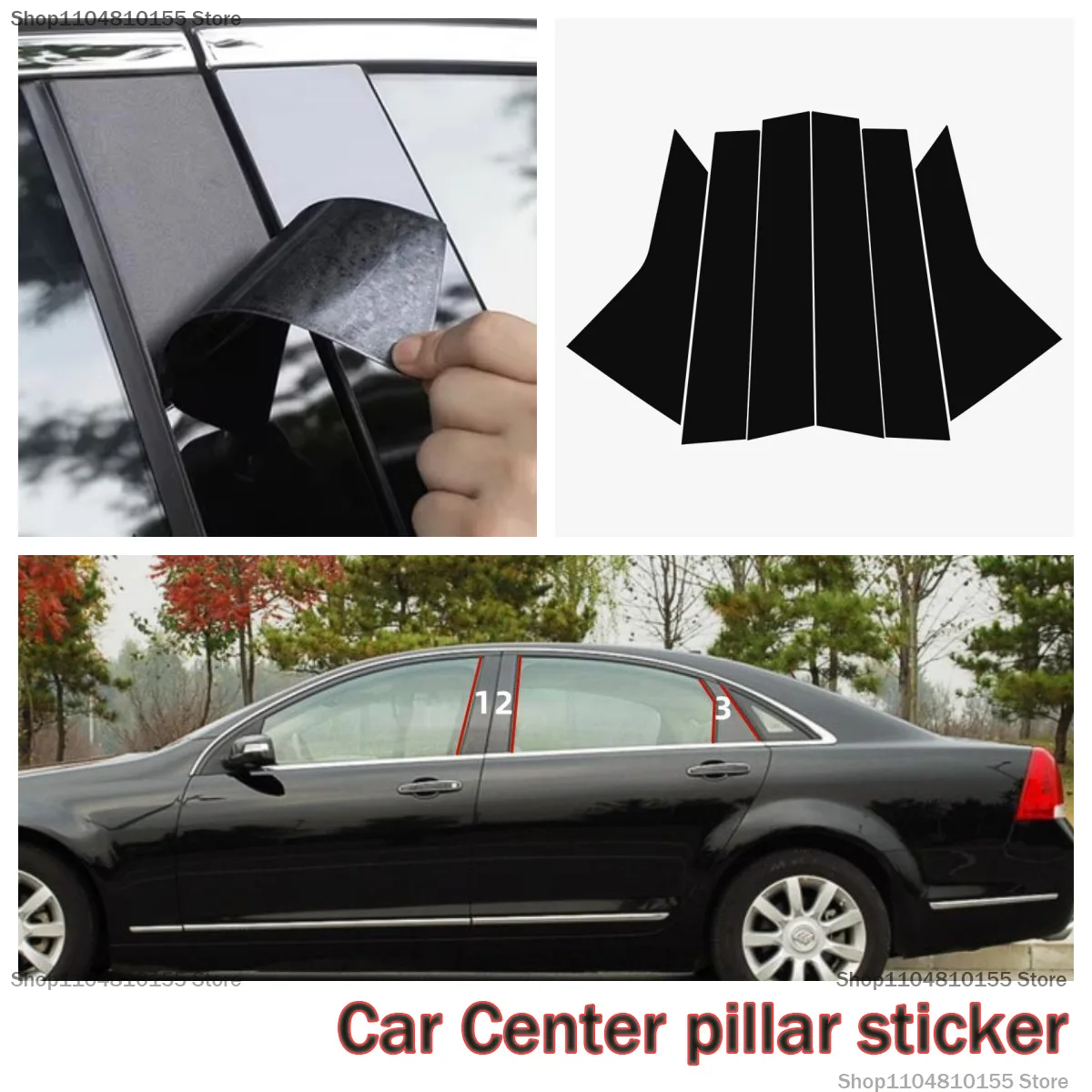 Para Buick Volt/Elite 5 6 Park Avenue decoración de ventana pegatina de pilar central negro