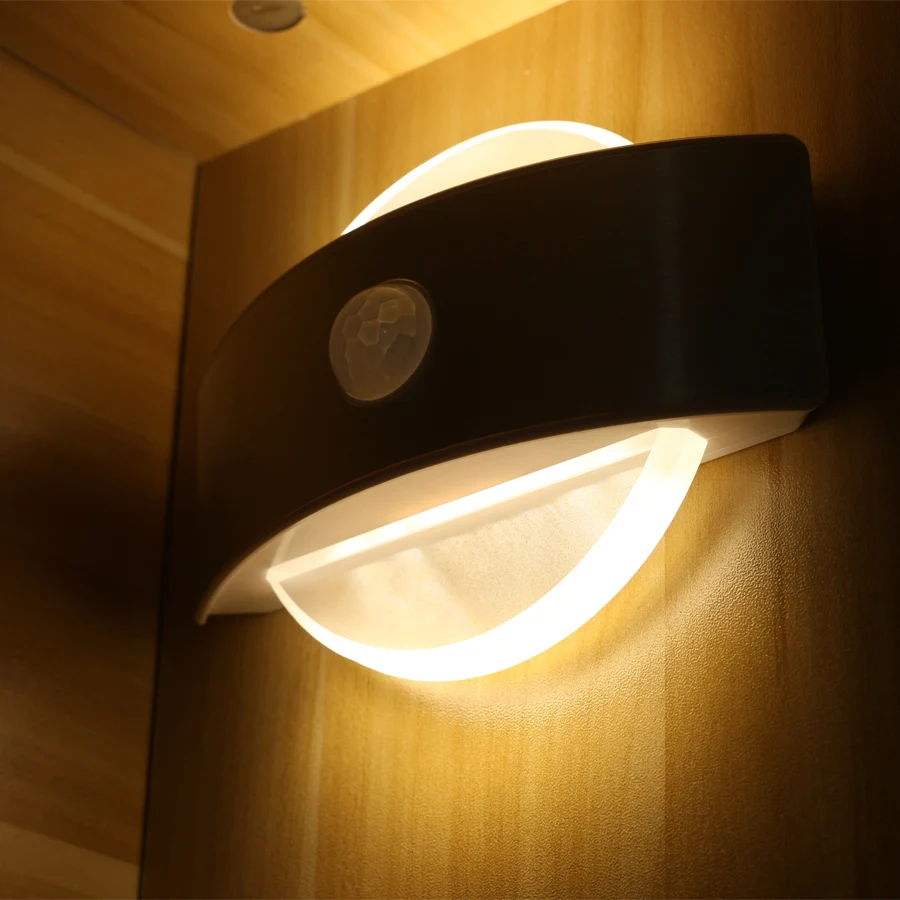 Led Night Light with Motion Sensor Battery or USB Rechargeable Lamp for Closet Cabinet Bedroom Living Room Wall Entryway