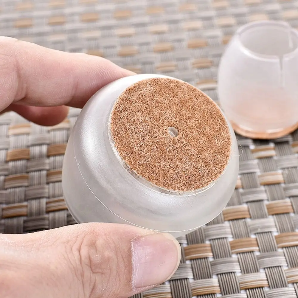 16PCS Durable Non-Slip Round Chair Pads PVC Silent Chair Leg Caps Round With Felt Chair Foot Cover Table Covers