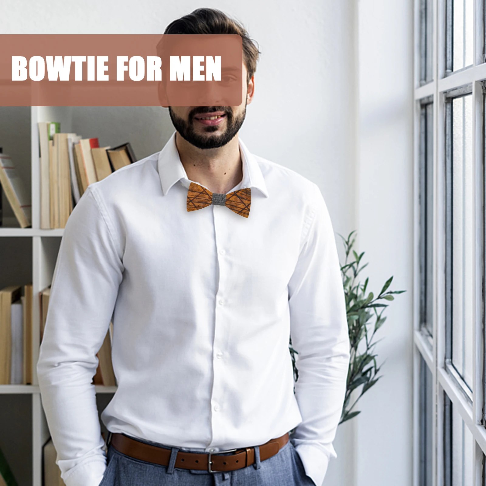 

Wooden Bow H crafted Gray Striped Adjustable Groom Bowtie For Men Wedding Groom Bow Tie Bachelor Party Party Tuxedo Accessories