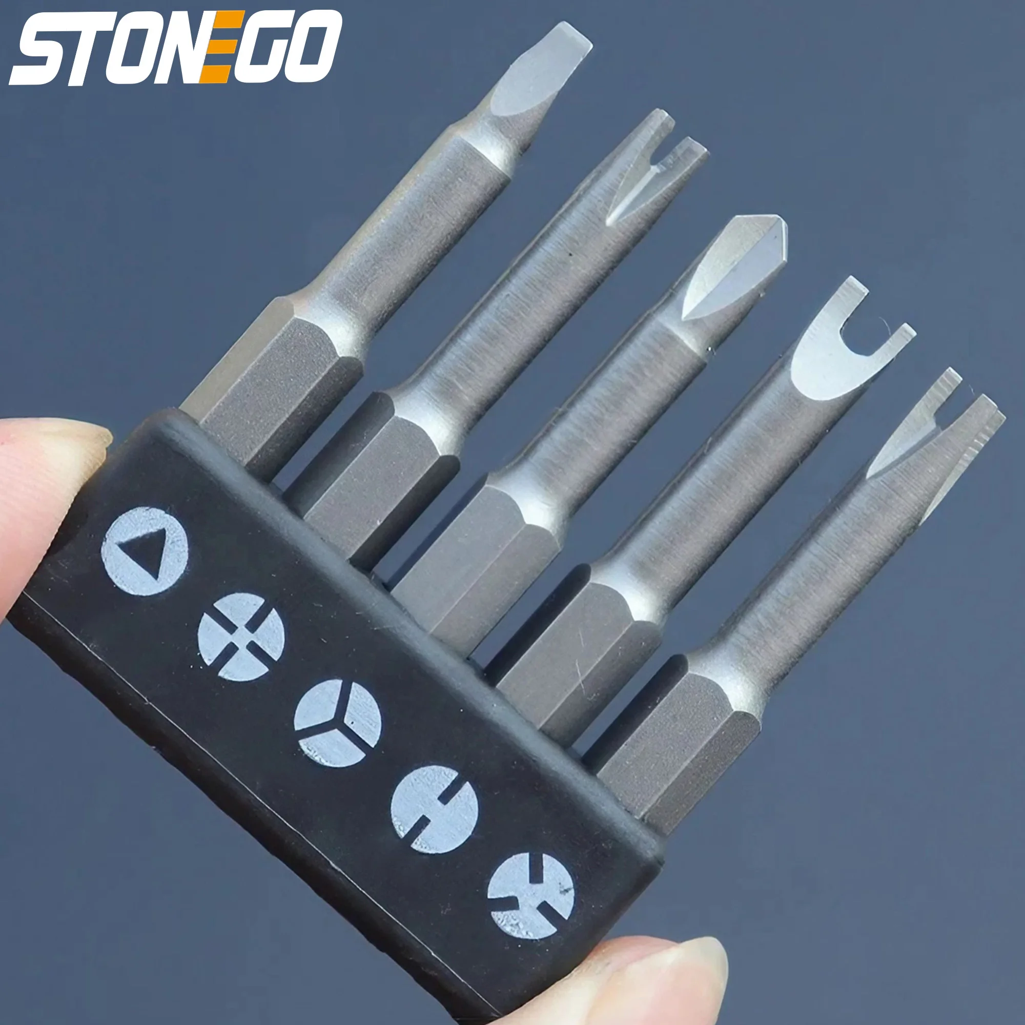 STONEGO Special-Shaped Screwdriver Bit Set - PH2, Slotted, Torx, Triangle, U, Y Shape, 50mm Screwdriver Bits, 5/7/13Pcs