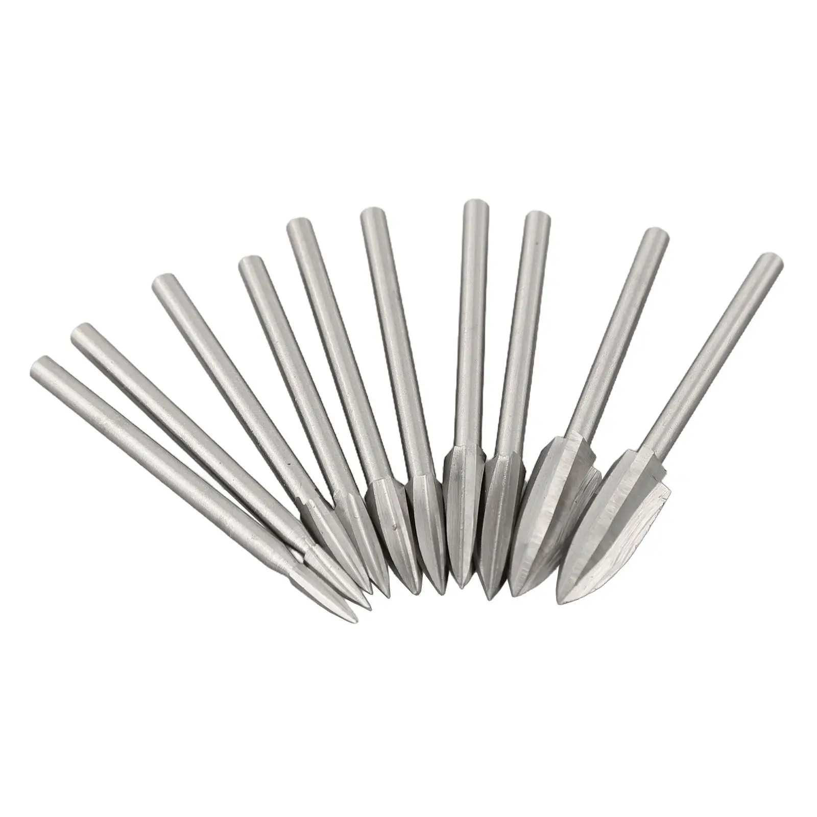 

Гравировальное сверло, инструменты для резьбы по дереву, 10 шт., 2,6 мм-7 мм, хвостовик 3 мм/0,12 дюйма, электроинструменты серебряного цвета, практичные и полезные