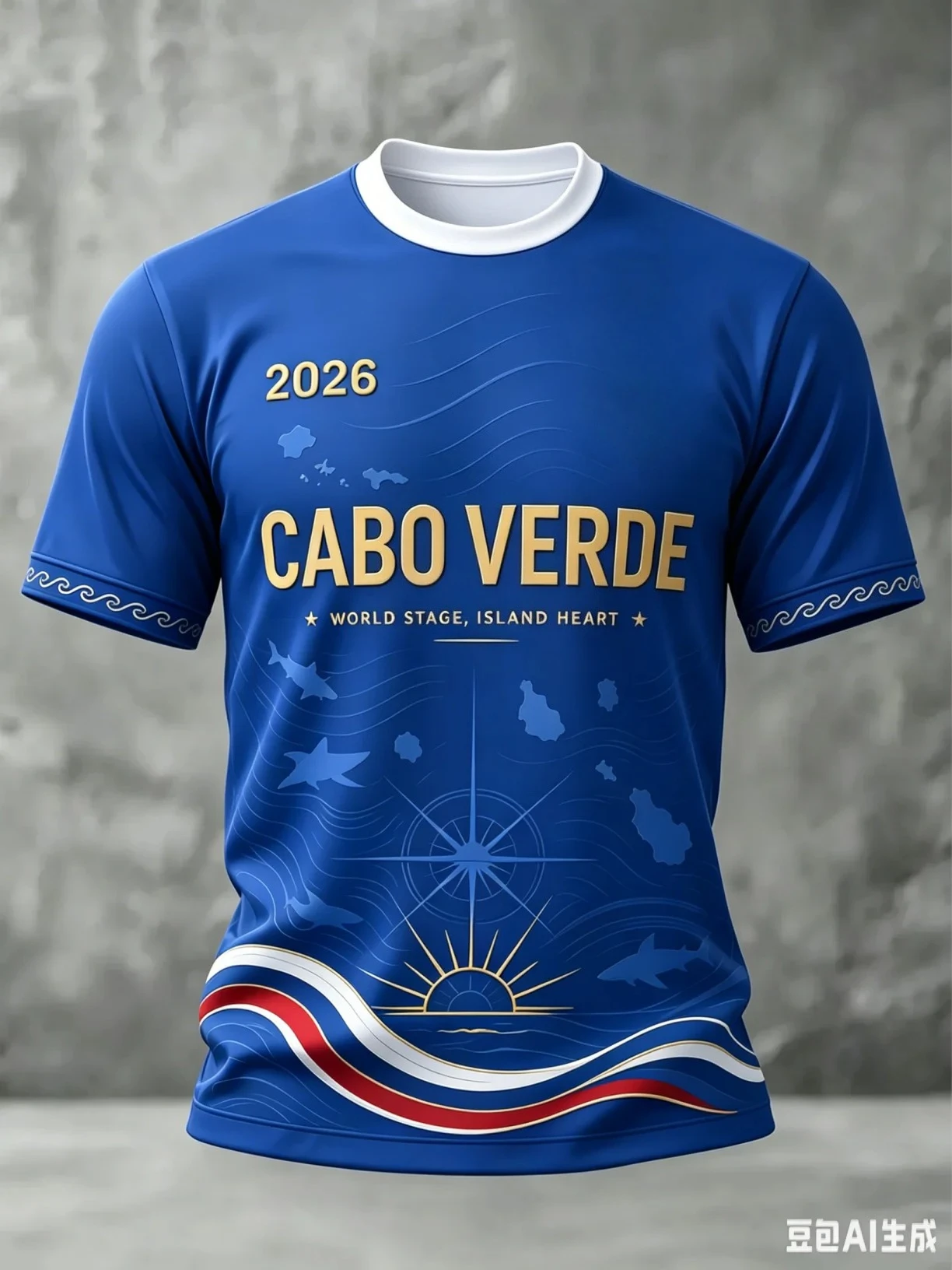 Cabo Verde Shark Wave Star Anchor Print Men T Shirt Marine National Graphic Loose Casual Street Short Sleeve Tee Graphic TShirts