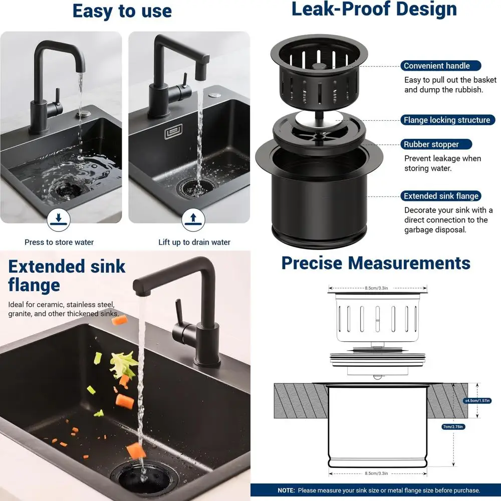 

Stainless Steel Garbage Disposal and Strainer Kit with Basket Strainer and Drain Stopper for 3.5 Inch Sink Drains