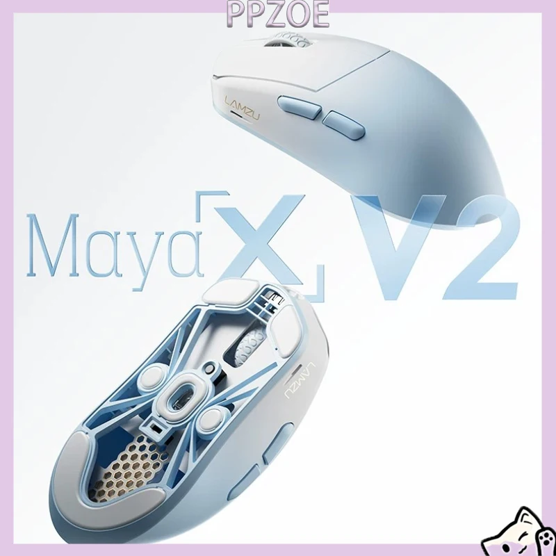 LAMZU Maya X V2 Ultra Lightweight Wireless Gaming Mouse Dual 54LM20 Sensor Up to 180H Battery Ergonomic Computer Gaming Mouse