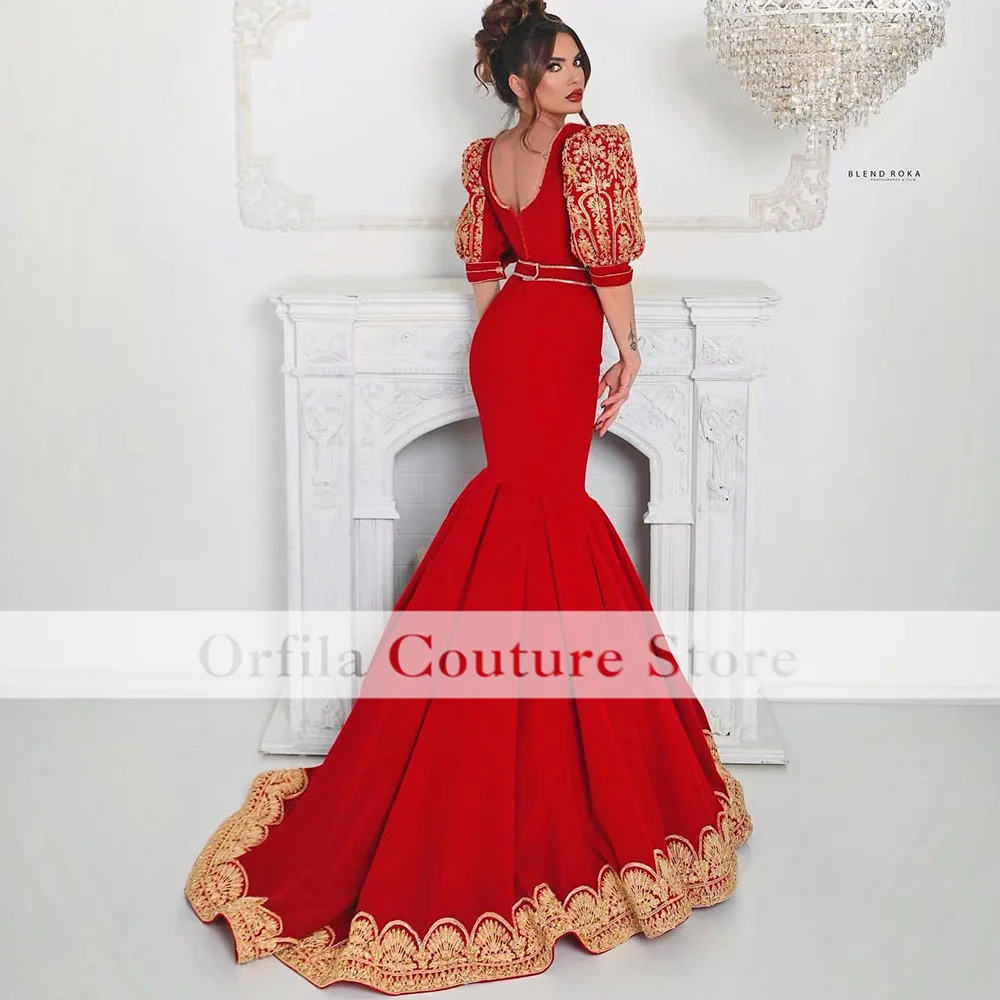 Vestidos De Noche rojos tradicionales De Albania para mujer, vestido De Fiesta con apliques dorados, vestido De Fiesta De Boda