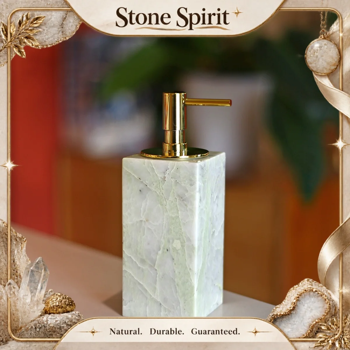 6.5x6.5x18cm Natural Marble Lotion Bottle Soap Dispenser for Bathroom Accessories Home Decor Gold Silver Press Pump Head