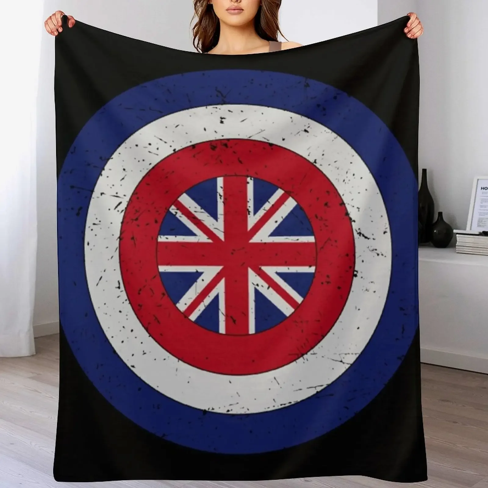 Retro Captain Carter - British Captain Shield - British Flag Throw Blanket Warm Plush Fuzzy Blanket for Living Room