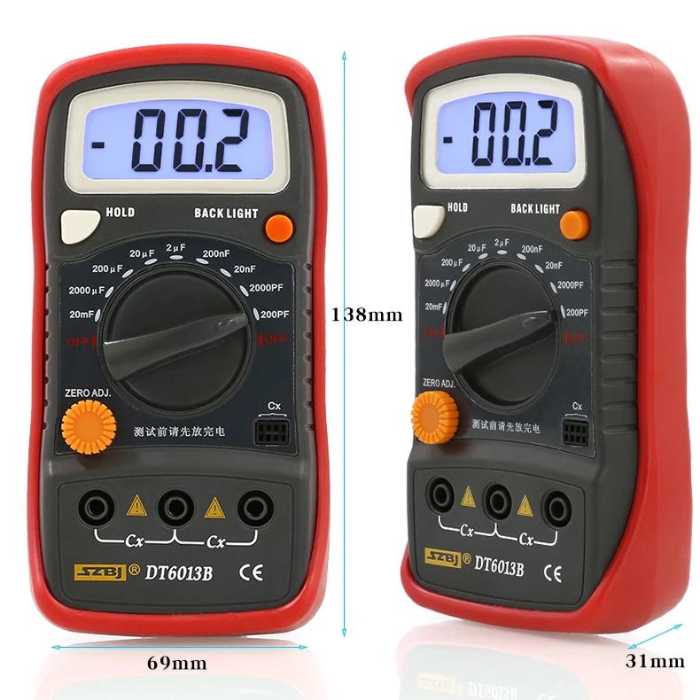 SZBJ DT6013B is a high-precision digital capacitance meter specifically designed for quick measurement of capacitors.