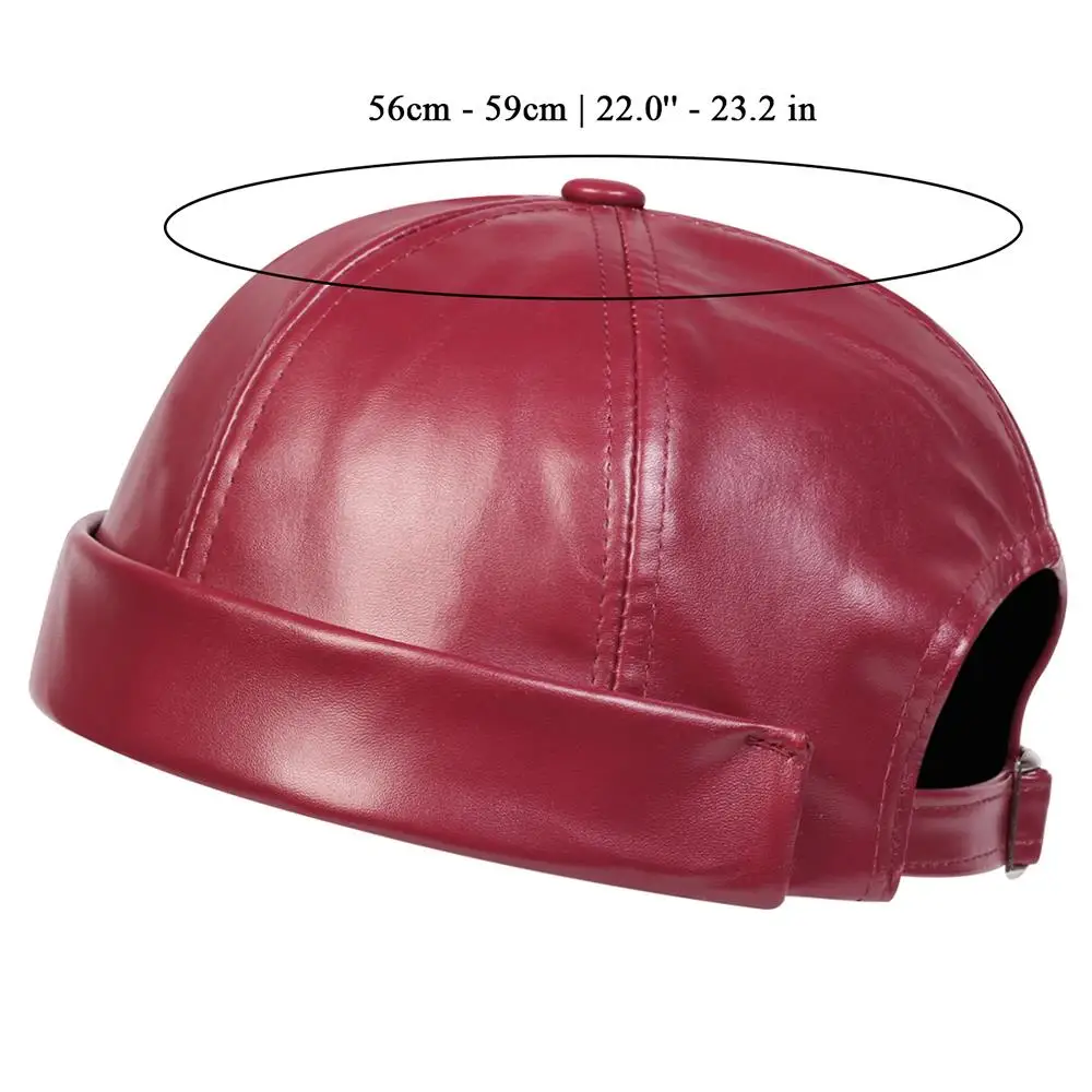 جديد بولي Leather الجلود المالك قبعة الشارع الشهير البطيخ الجلد قبعة الرجعية للجنسين قبعة بتصميم هيب هوب الخريف الرجال النساء قابل للتعديل Brimless دوكر قبعة
