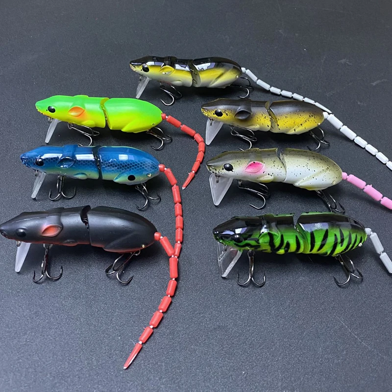 80mm 15g Mouse Minnow Floating Bionic Rat 2 Sections Jointed Artificial Jerkbait Wobblers Surface Hard Bait Pike Bass Supplies