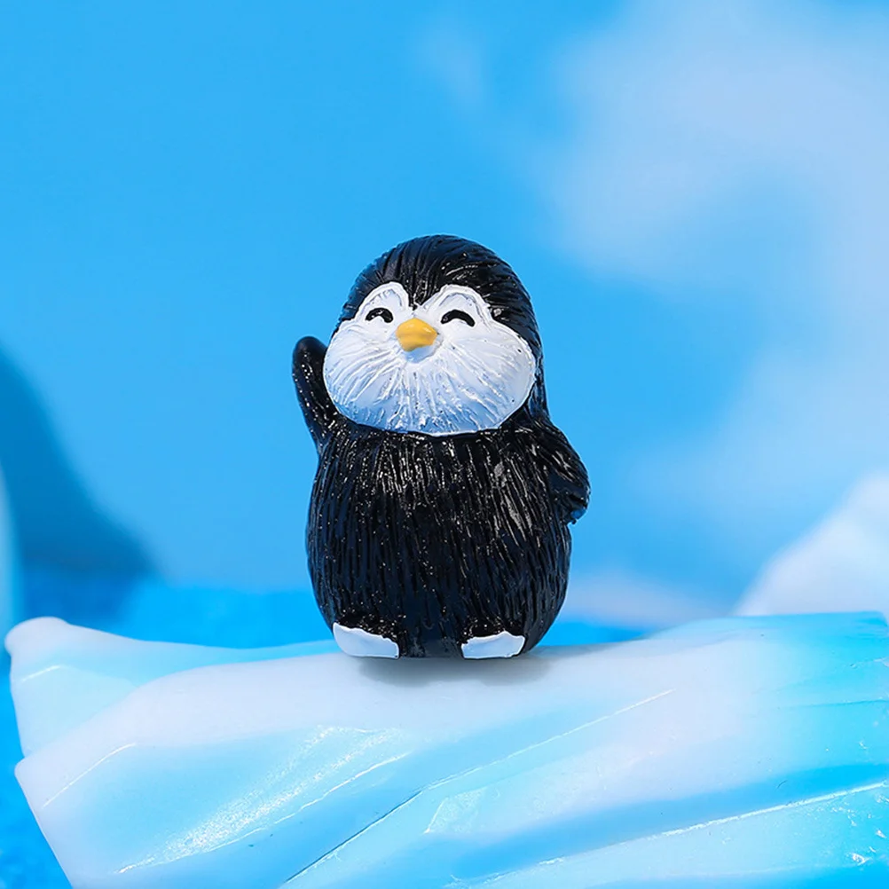 

4Pcs Resin Animal Decor Penguin Figure Cute Compact Garden Statue Micro Landscape Accessory Courtyard Animal Ornament Home Decor