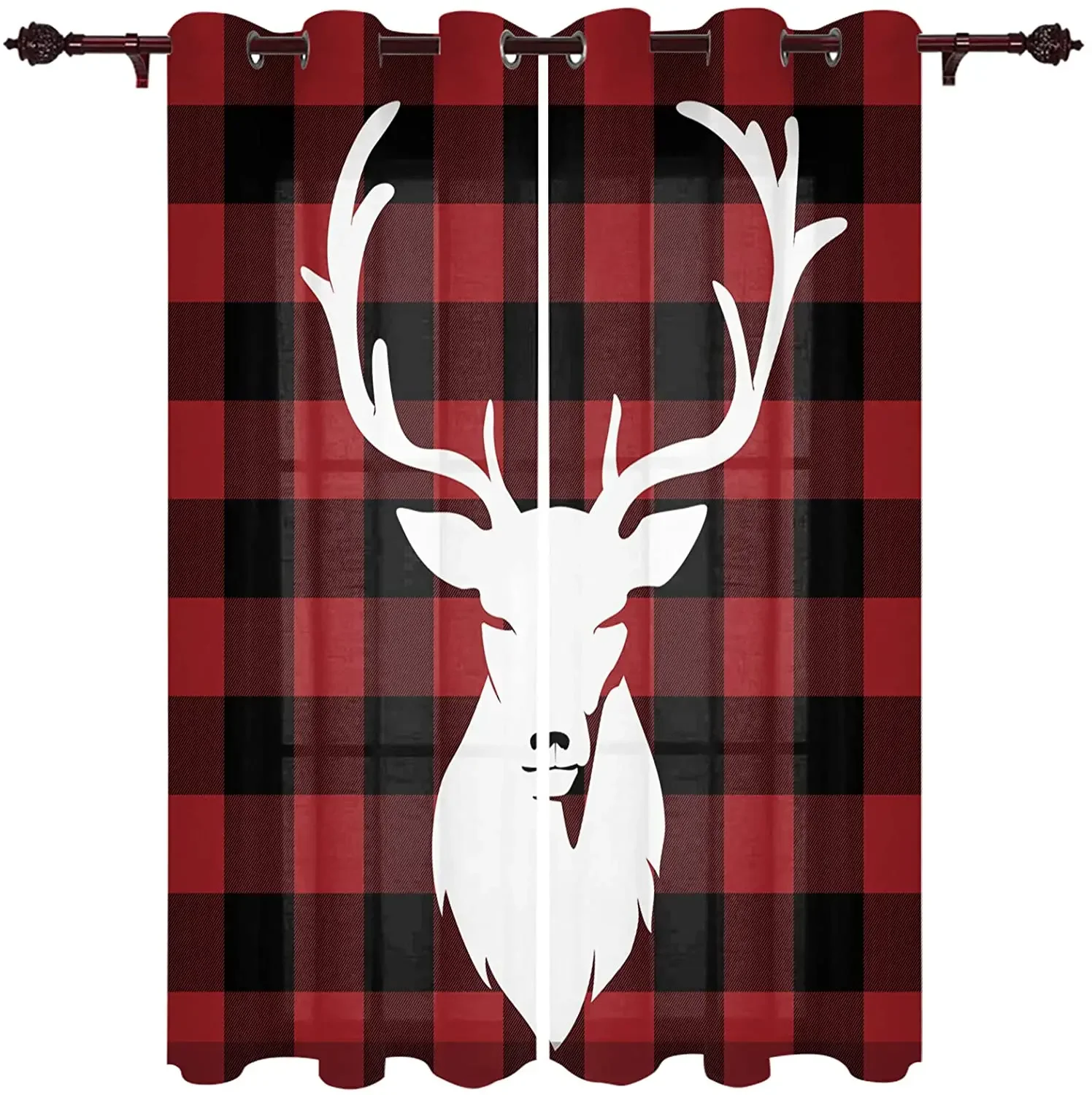 Living Room Decoration Blackout Curtains Christmas Reindeer Elegant Room Curtains Christmas Curtains with Christmas Atmosphere