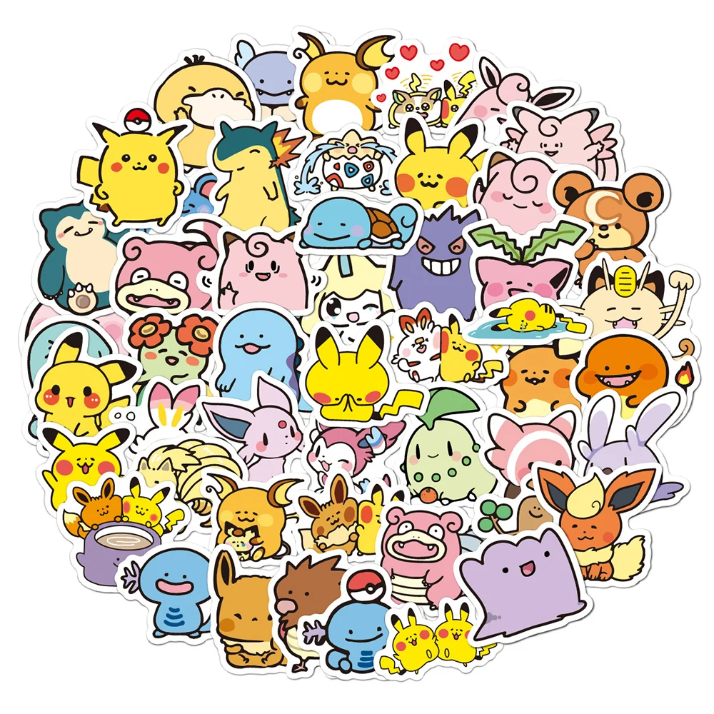 10/30/50/100pcs Cute Anime Pokemon Pikachu Gengar Stickers Kawaii Cartoon Kids Sticker Toy Phone Notebook Laptop Graffiti Decals