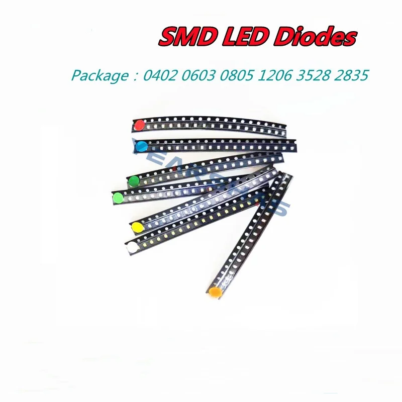 Reel/lot 3528 1210 5050 5730 1206 0603 0805 0402 LED SMD light emitting diode white red blue green yellow orange Kit 5colour