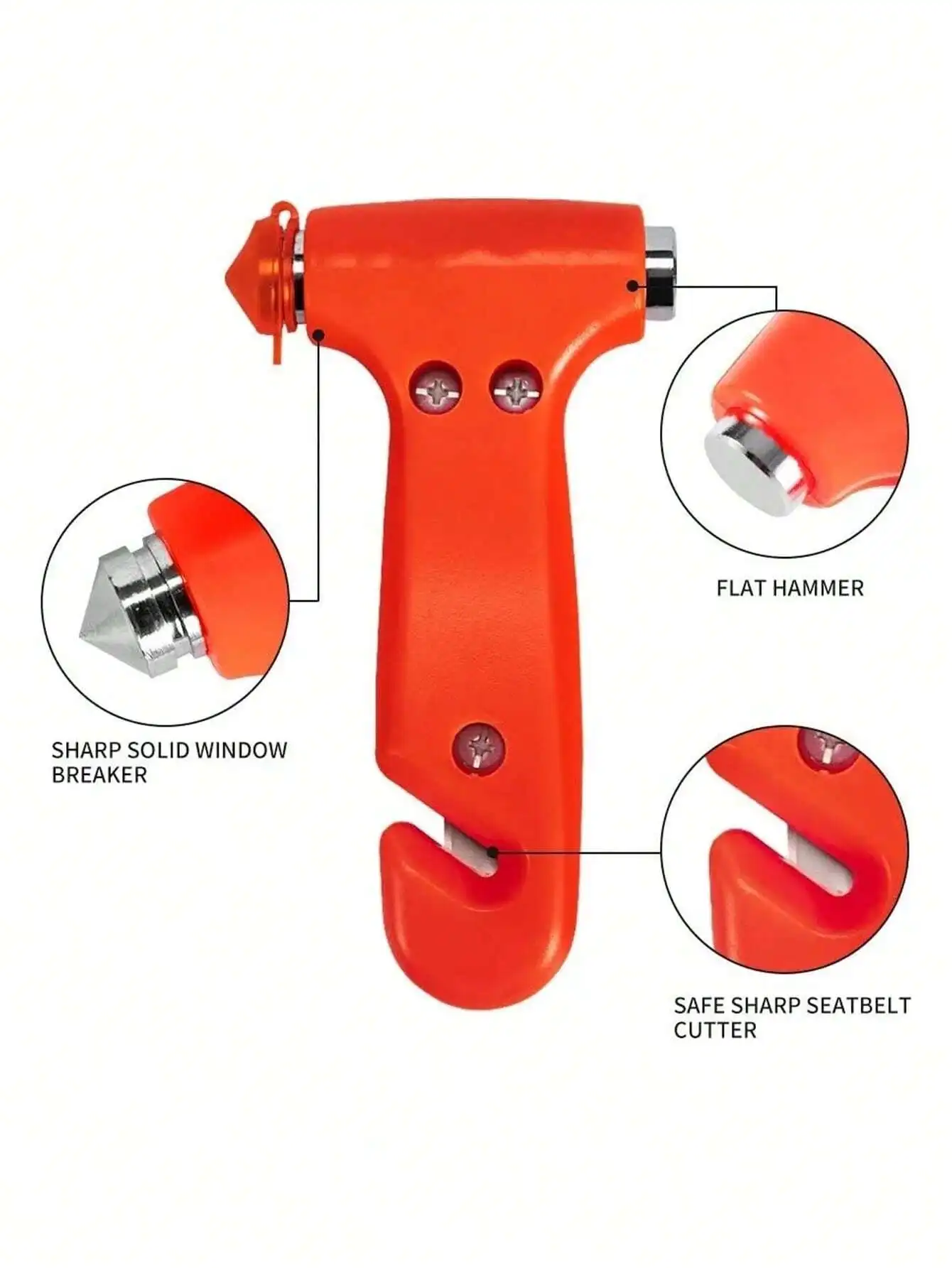 2-In-1 Emergency Escape Hammer And Seat Belt Cutter, Suitable For Window Breaking, Fire, Rescue Positioning laser Laser Ceramic