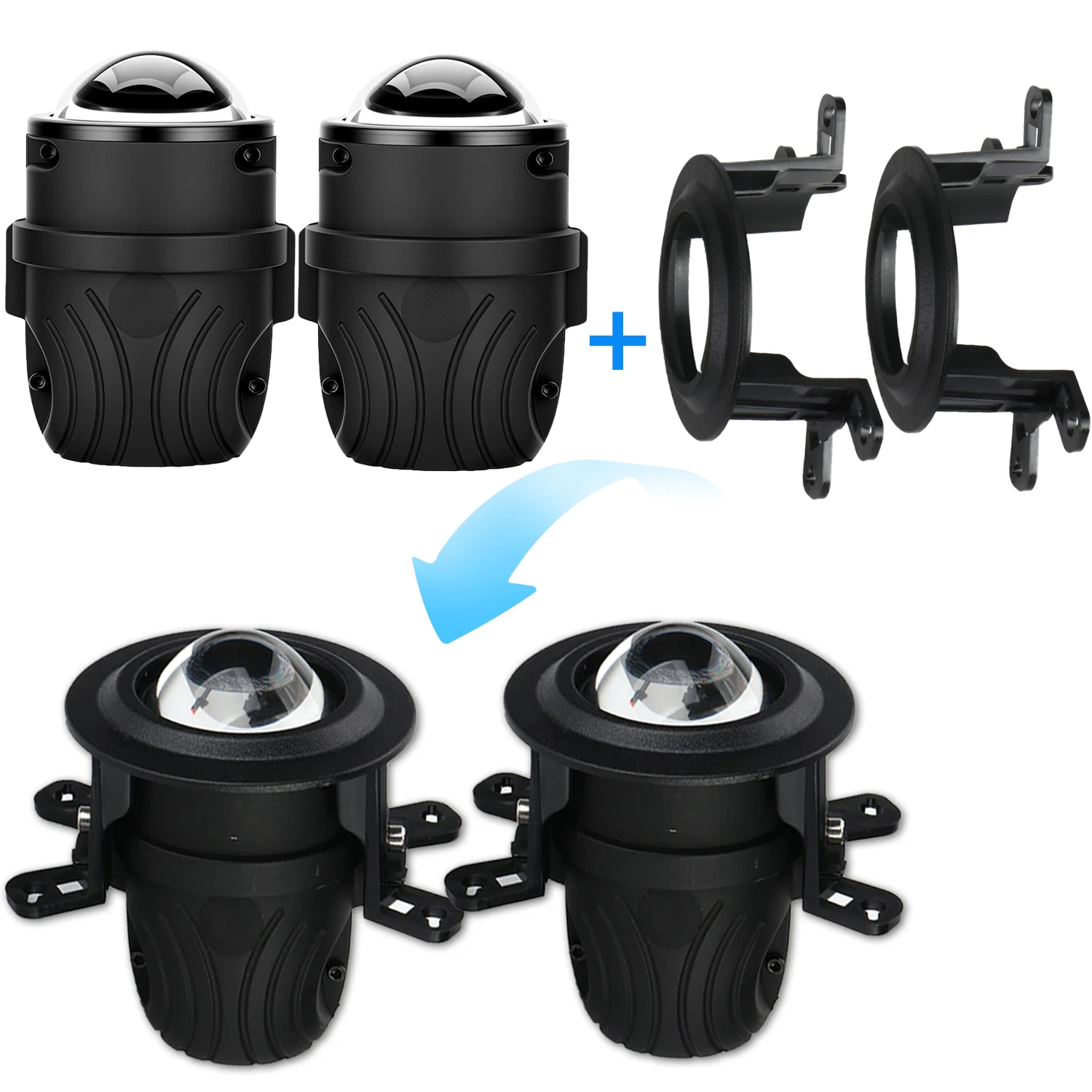 ROADSUN 2.0 Inch Bi-LED Projector Fog Lights with brackets 3 color 3000k 4300k 6000k Fog lamps For Subaru Legacy GT 2013-up