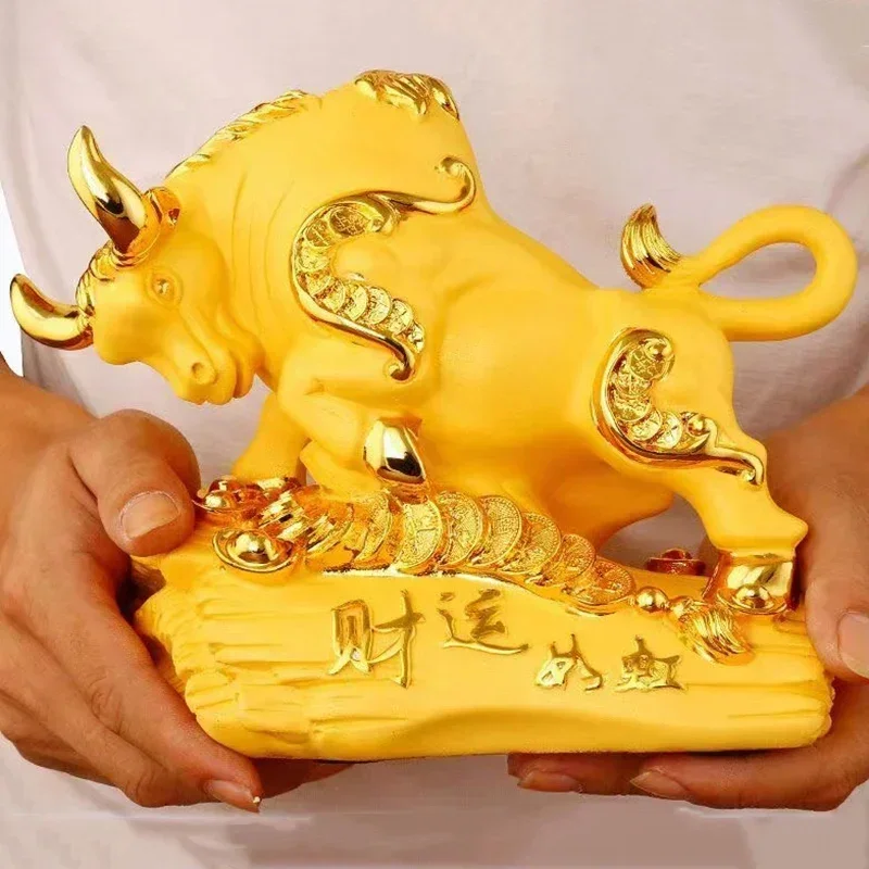 Resin Animal Bull Statue Art Sculpture Fortune Cattle  High Quality Home Living Room Office Decorative Crafts Free Delivery