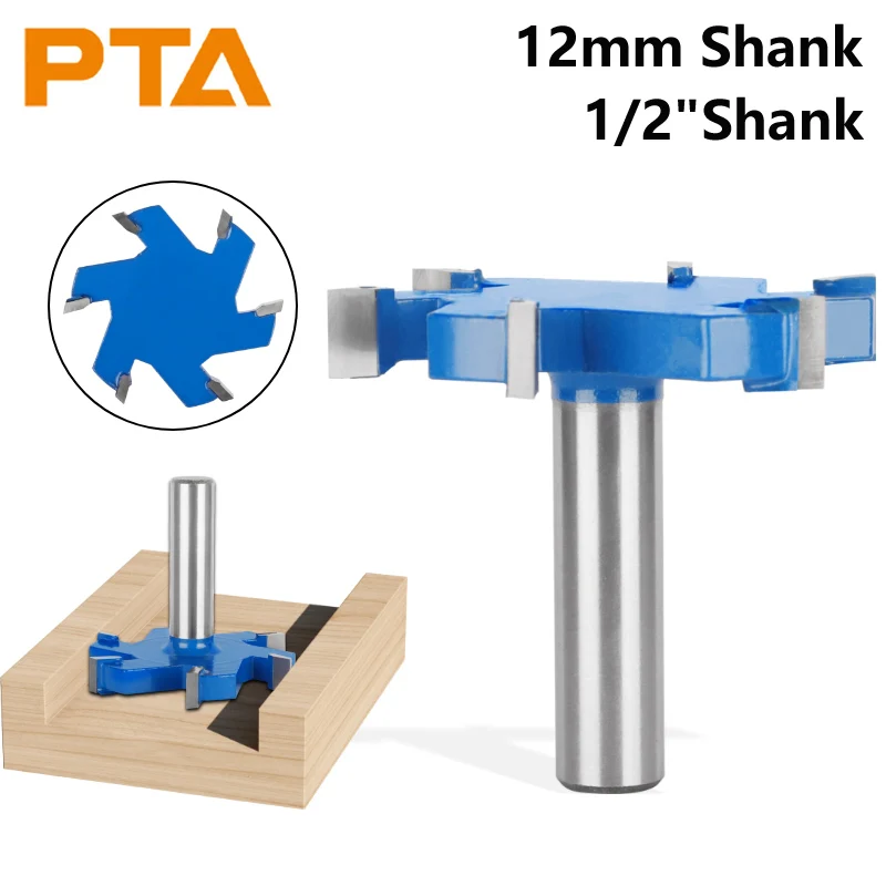 

PTA Six Blade Z6 T Type Slotting Cutter 6 Cutters Router Bit Woodworking Milling Cutter For Wood Bit Face Mill End Mill Tools