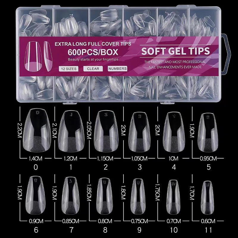 Transparente fosco francês amêndoa unhas falsas, acrílico água gota dicas de unhas falsas, extensão ponta ferramenta de manicure, 600pcs por caixa