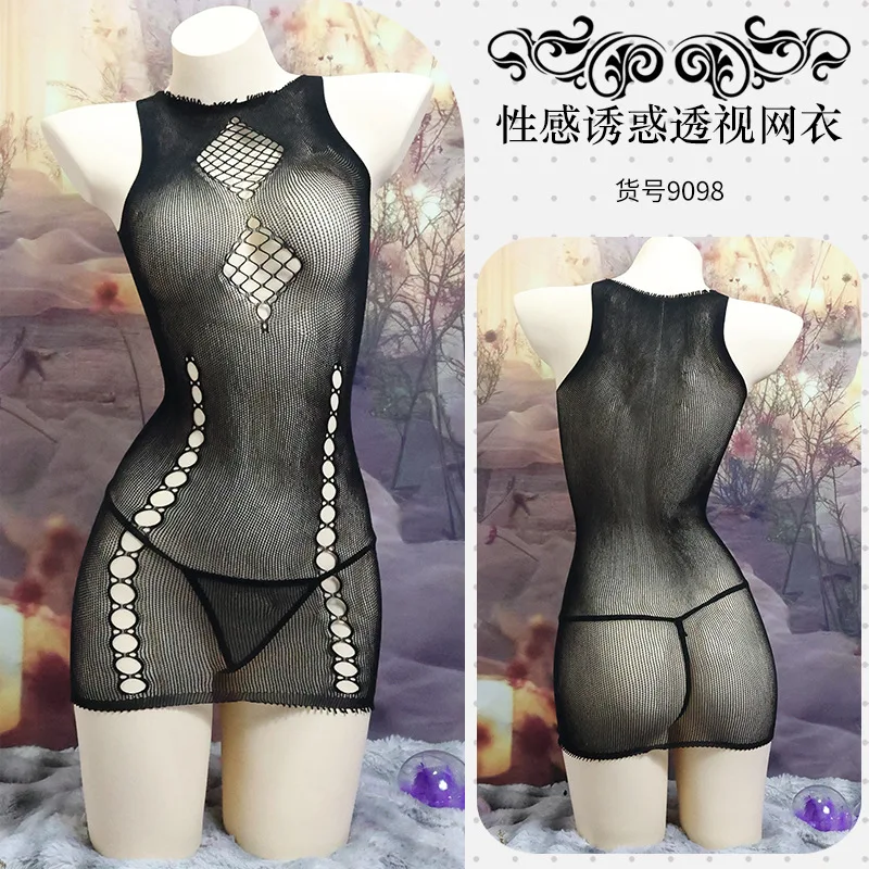 

New Style Lingerie, European and American Export Mesh Camisole, One-Piece 3D Style Hollow Mesh Stockings, Large Size Sexy Set