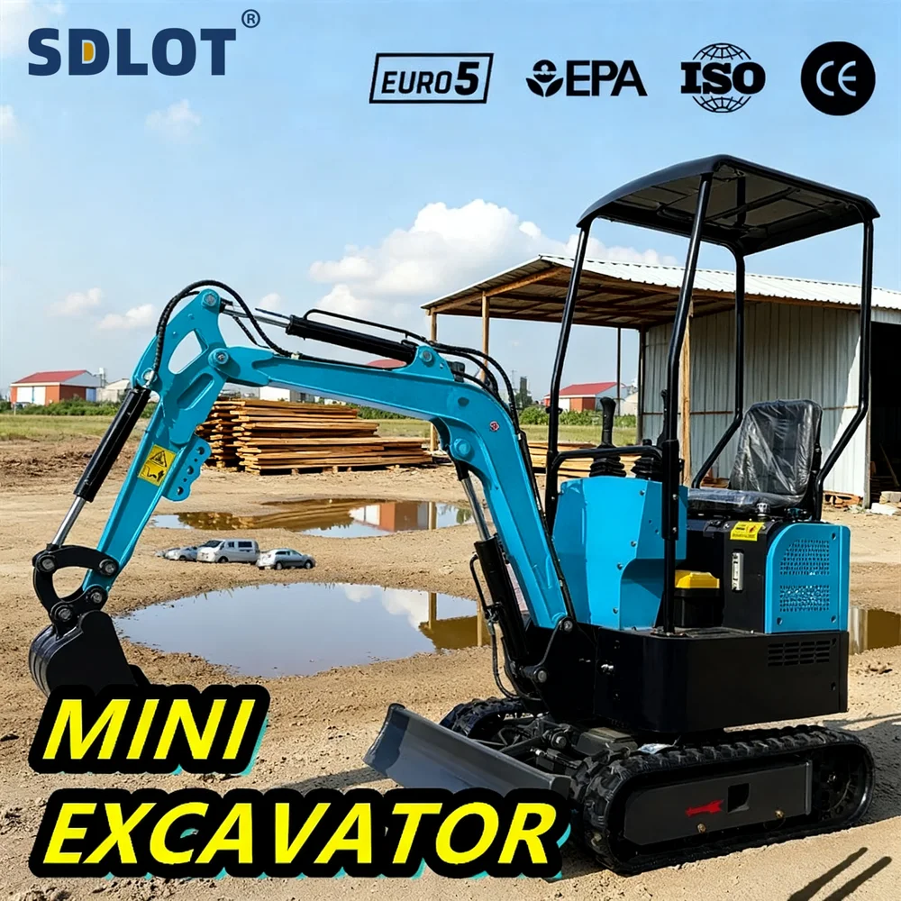 Customized All-in-One Mini Excavator 2 Ton Small Digger Machine with Rake Rippers and Thumb Clip Bucket Full Attachments
