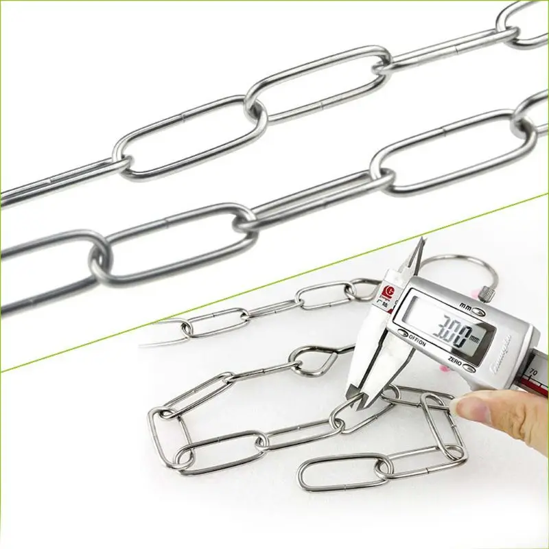 Y1UB Stainless Steel Clothes Market Shop Display Hanging Chain Hooks With Ring Hanger Household