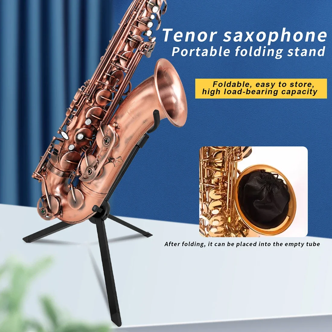 

SLADE Tenor Saxophone Stand Foldable Aluminum Flat Stand Silicone Cover For Anti-slip Saxophone For Performance Accessory