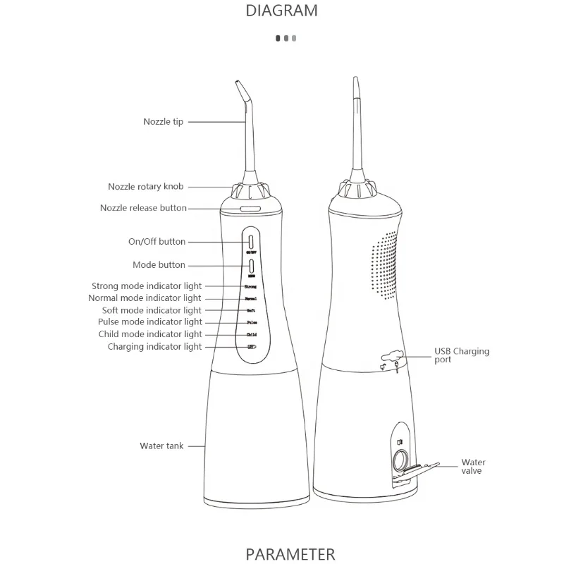 Portable Water Flosser Oral Irrigator Rechargeable 5 Modes Dental Water Jet for Teeth 350ML Waterproof Teeth Cleaner 6 Nozzles