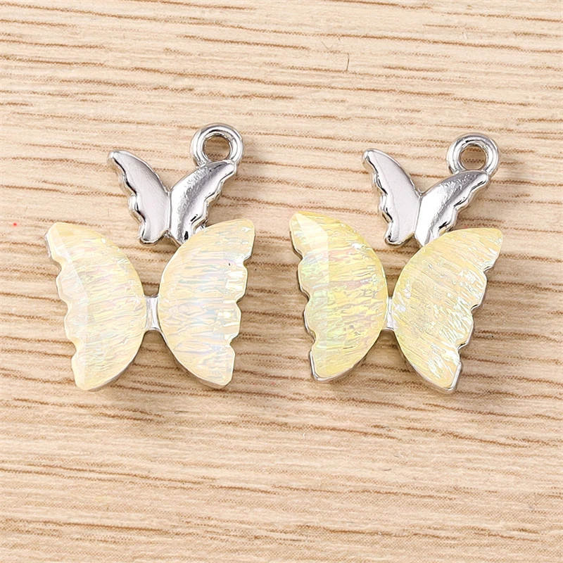 5 Stück 16 x 20 mm niedliche bunte Kristall-Anhänger mit fliegenden Schmetterlingen für die Schmuckherstellung, Ohrringe, Halsketten, DIY-Bastelzubehör – Detail 8