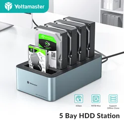 Yottamaster-Gabinete de Disco Rígido Externo SATA, Estação de Docking USB C, Gabinete SSD com 5*18TB, 2.5 in, 3.5 in, 5 Bay