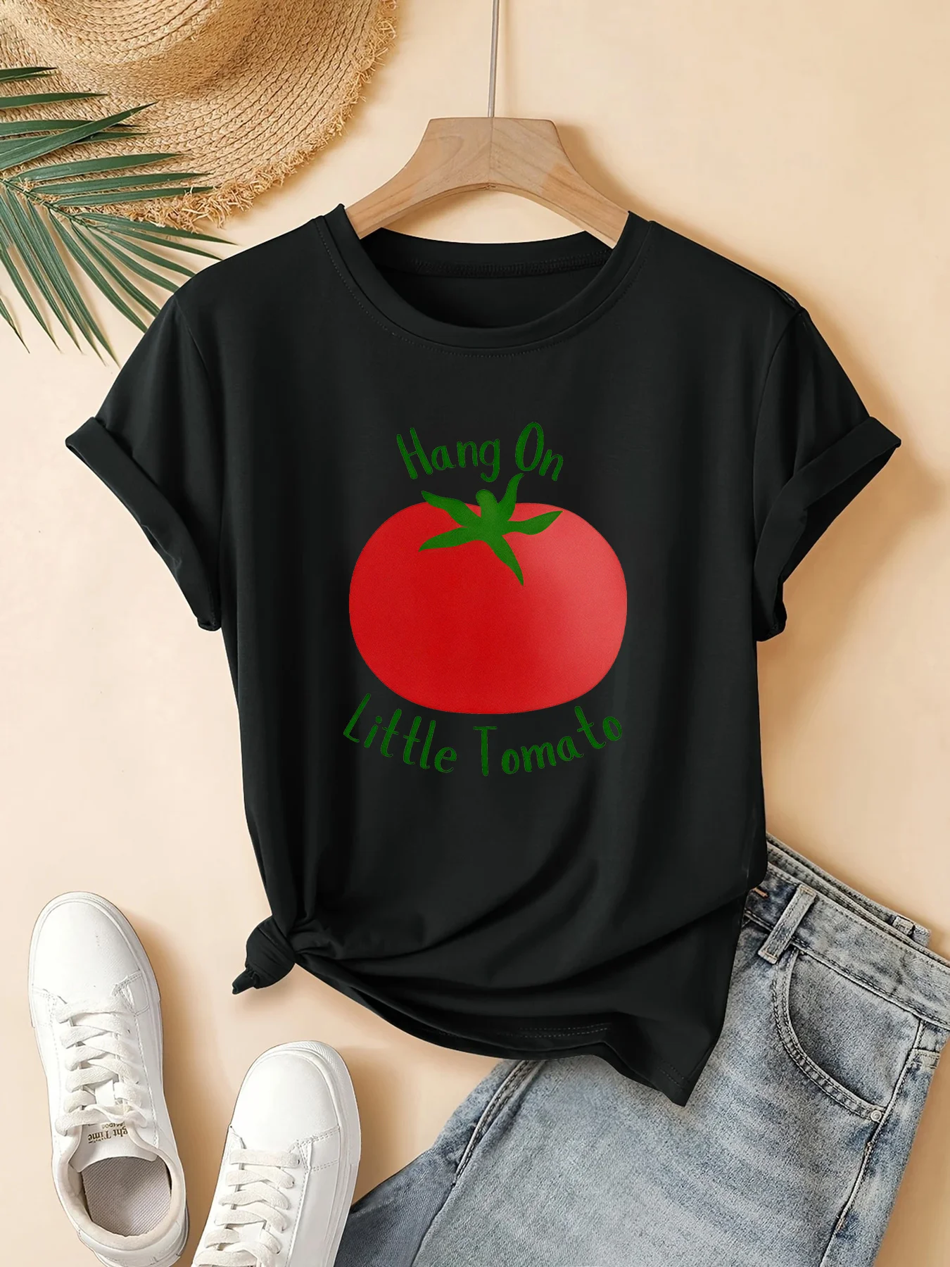 

Женская футболка с короткими рукавами и круглым вырезом «HARTY ON LITTLE TOMATO» с принтом, летняя женская забавная футболка с помидорами, повседневная верхняя одежда