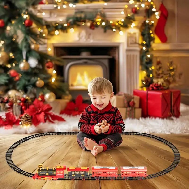 Model Train Set Electric Train Set Sound Train Toy Locomotive Model Battery-Powered Railway Kit Christmas Toy For Girls