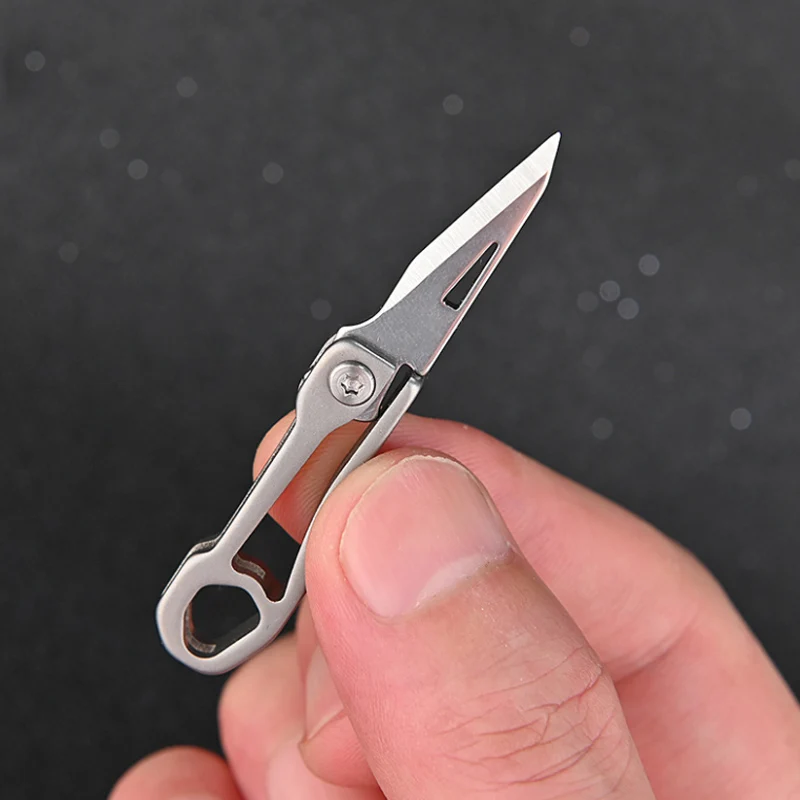 Mini Titanium Alloy Folding Knife Portable Small Blade EDC Keychain Pendant Express Unpacking Pocket Knife Gift EDC Tool