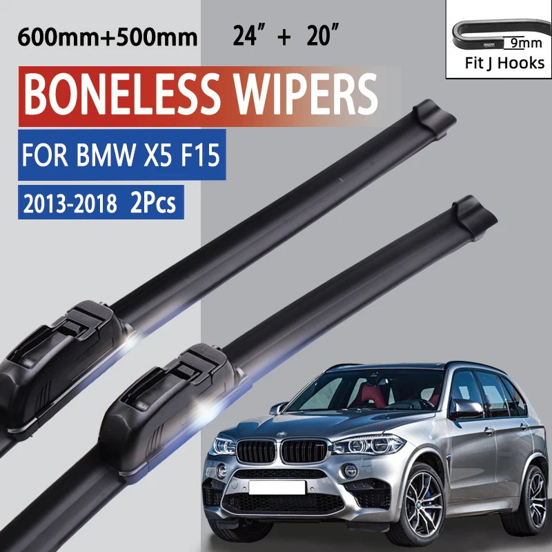 

For BMW X5 F15 2013-2018 Car Windshield Wiper U-type Soft Rubber Frameless Bracketless Car Wipers 24"+20"