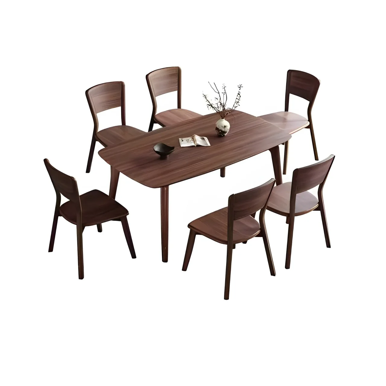Black walnut dining table and chair combination rectangular small apartment dining table