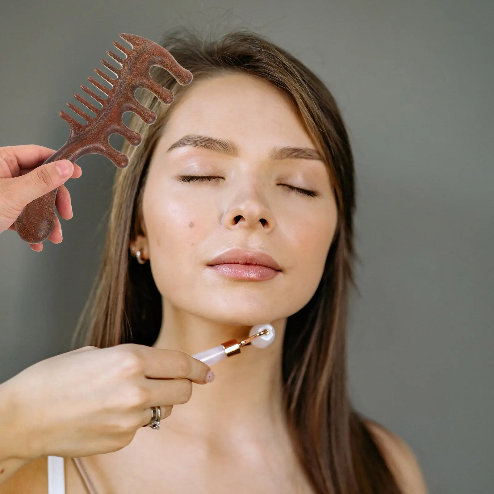 Wood Scalp Massager Sandalwood Massage Comb Five Tooth Design Head Massager Universal Dual Use Wooden Scalp Comb Tool